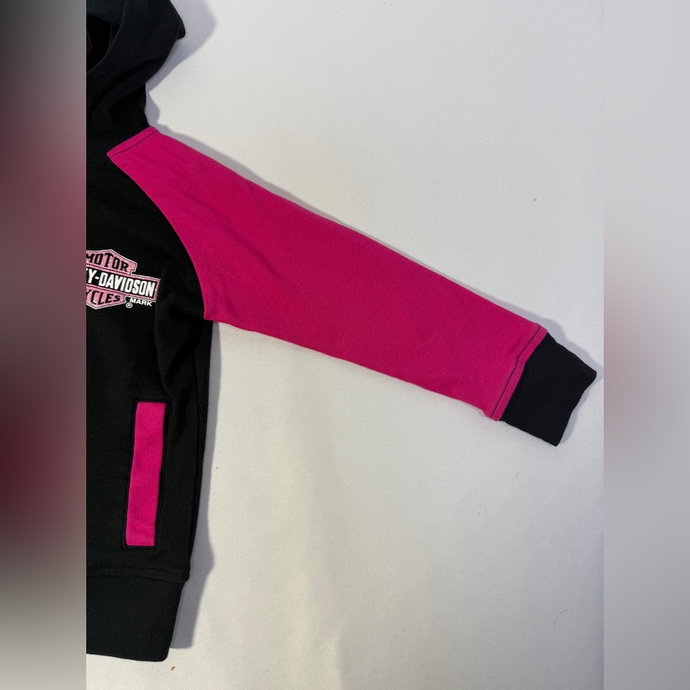 Harley Davidson Girls Hoodie Jacket 4T Pink Black Zip Up Genuine Motorcycle - Picture 3 of 16
